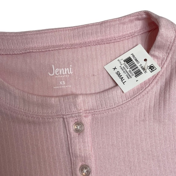 Jenni Long Sleeve Pajama Top Bundle Ribbed Henley Parfait Pink & Navy XS New - Picture 4 of 11
